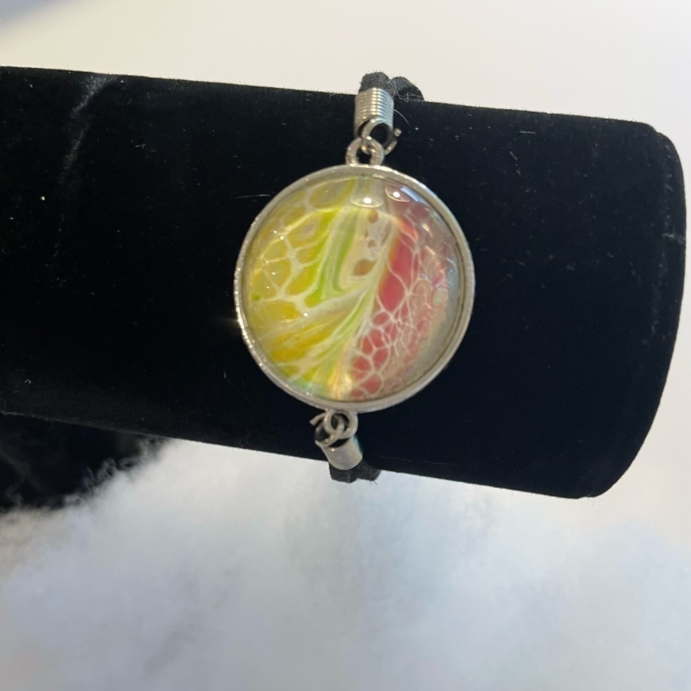 Hand painted acrylic on glass bracelet